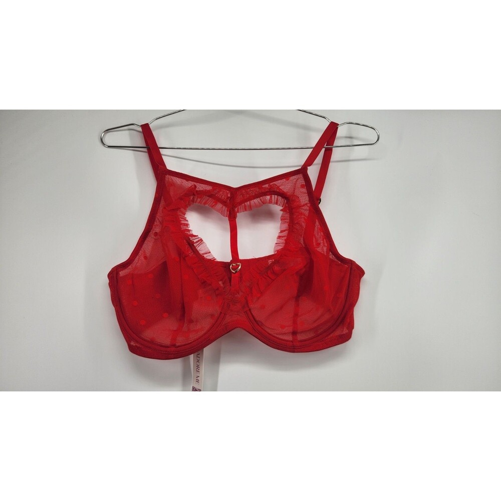 Adore Me Women's 36D Red Kalila Unlined Plunge High Neck Bra NWT